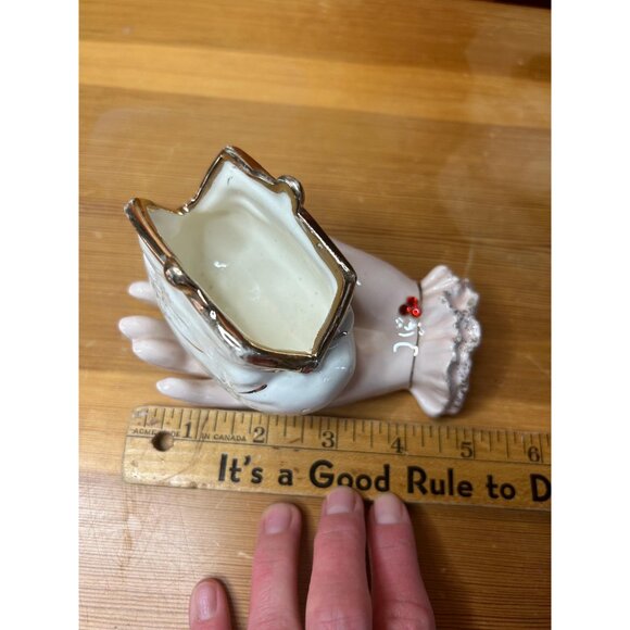 Bone China hand catch all flowers trinket dish vintage coin bag purse - Picture 8 of 8